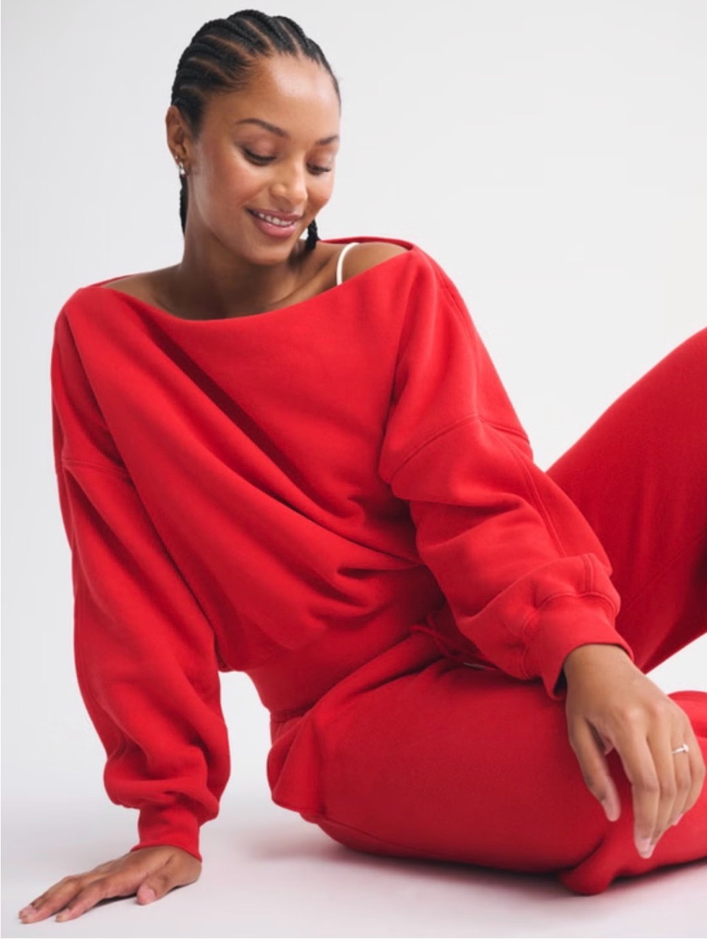 Abercrombie and Fitch Sunday Slash Boat Neck Sweater Top Size Medium Vivid Red